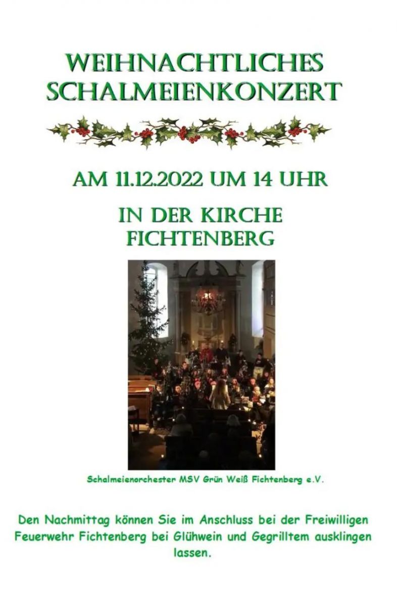 Weihnachtliches Schalmeienkonzert in Fichtenberg