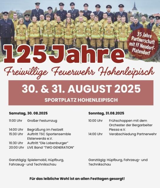 125 Jahre Freiwillige Feuerwehr Hohenleipisch