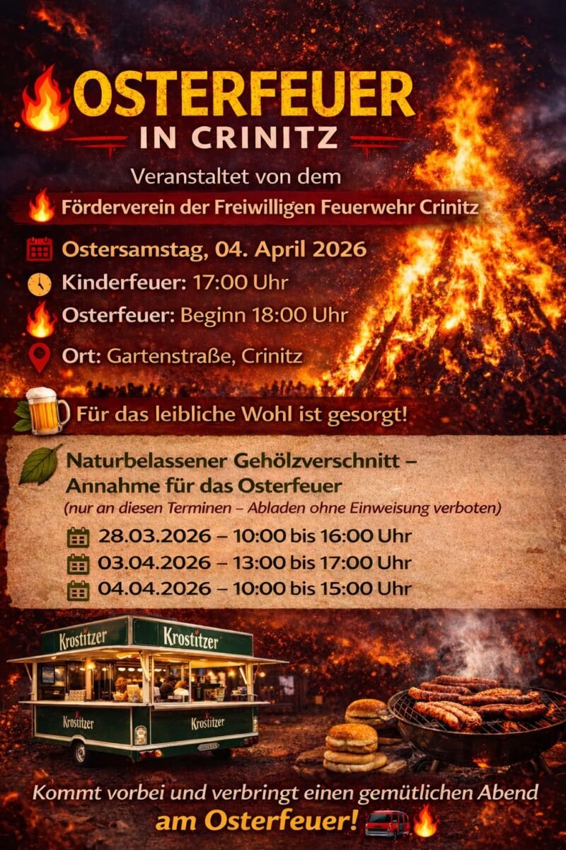 Osterfeuer in Crinitz