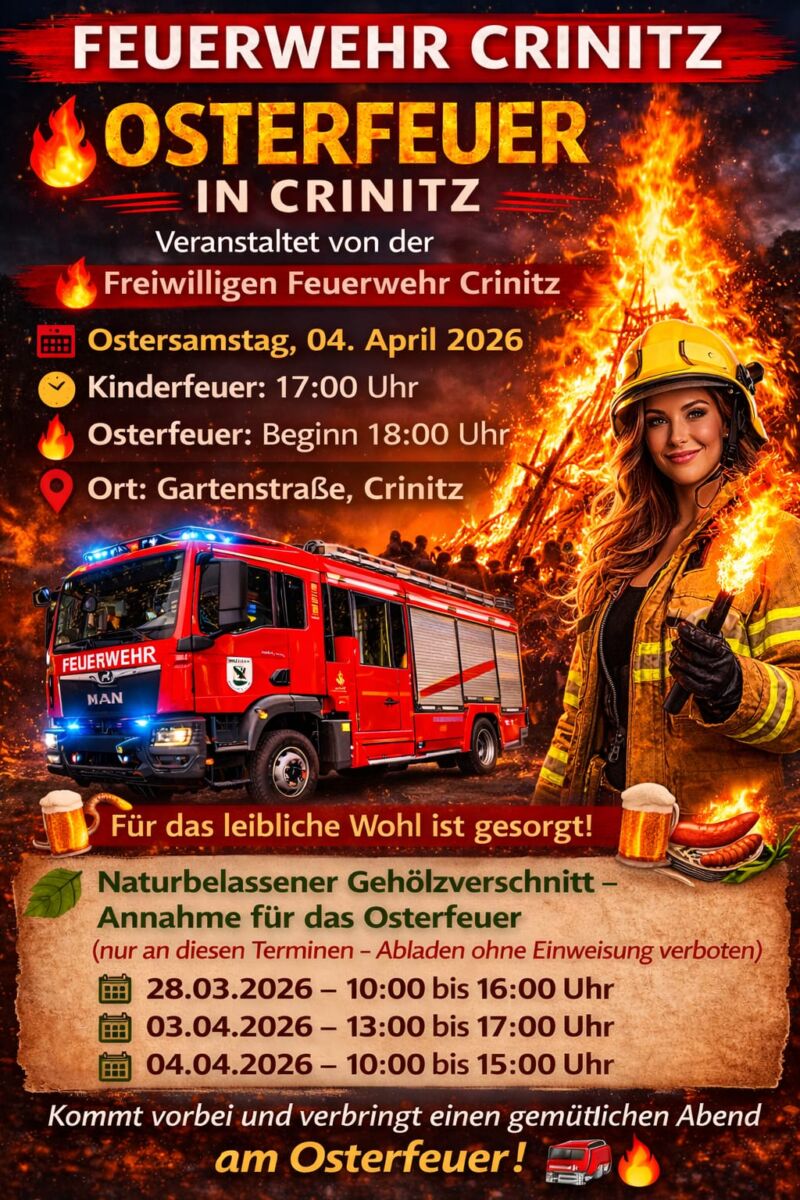 Osterfeuer in Crinitz