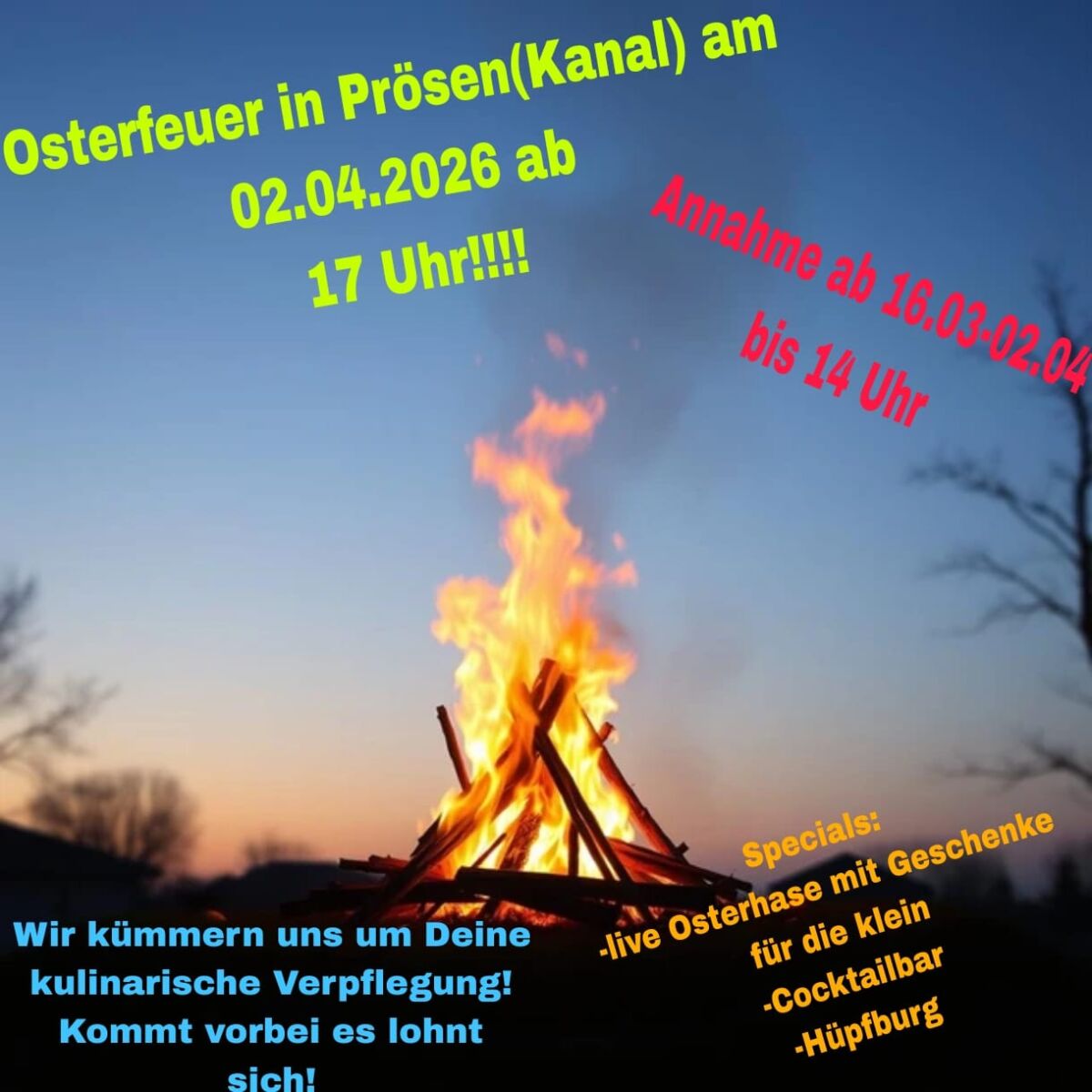 Osterfeuer in Prösen
