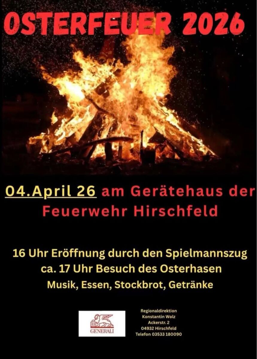 Osterfeuer in Hirschfeld