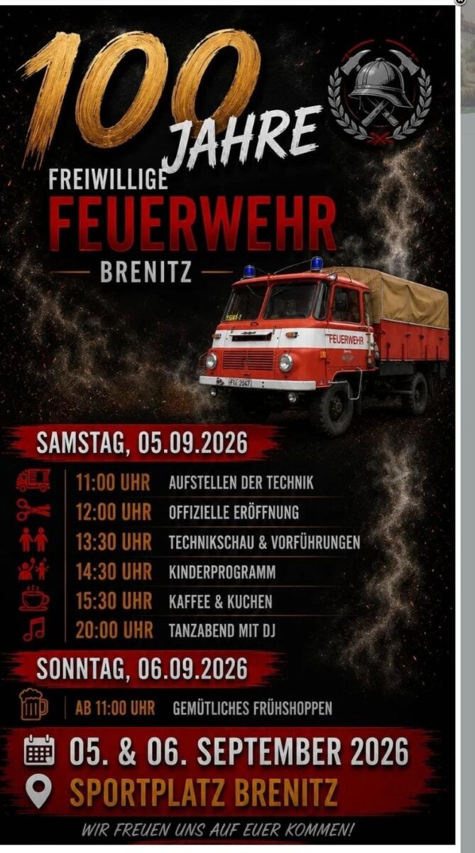 100 Jahre Freiwillige Feuerwehr Brenitz