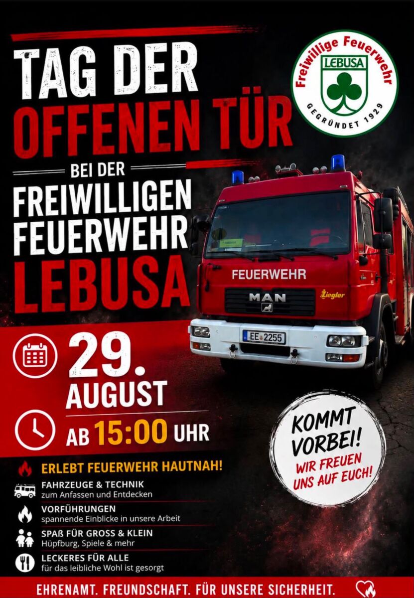 Tag der offenen Tür bei der Freiwilligen Feuerwehr Lebusa