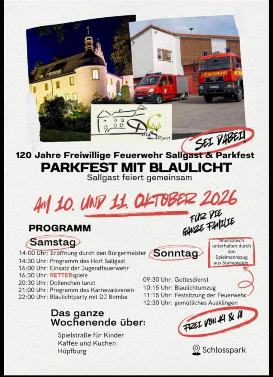 120 Jahre Freiwillige Feuerwehr Sallgast & Parkfest